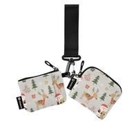 Cute Santa Reindeer Women's Coin Pouches Card Holder Slim Portable Coin Purse Wallet Bag with Keychain for Women Men 2 Packs, Cute Santa Reindeer, One Size