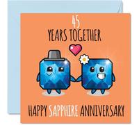 Cute Sapphire Anniversary Card for Boyfriend Girlfriend - 45 Years Together - Happy 45th Wedding Anniversary Cards for Women Men, 145mm Greeting Cards Anniversaries