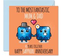 Cute Sapphire Anniversary Card for Mum & Dad - 45 Years Together - Happy 45th Wedding Anniversary Cards for Dad Mum, 145mm Greeting Cards Anniversaries