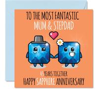 Cute Sapphire Anniversary Card for Mum & Step Dad - 45 Years Together - Happy 45th Wedding Anniversary Cards for Step Dad Mum, 145mm Greeting Cards Anniversaries