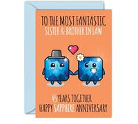 Cute Sapphire Anniversary Card for Sister & Brother In Law - 45 Years Together - Happy 45th Wedding Anniversary Cards for Brother In Law Sister, A5 Greeting Cards Anniversaries