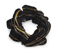 Cute Satin Scrunchies for Women Thick Elastic Soft Ponytail Holder | Black And Gold Marble Texture Hair Band Sturdy Silk Scrunchy No Damage Satin Hair Ties for Stylish Hair Accessories
