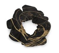 Cute Satin Scrunchies for Women Thick Elastic Soft Ponytail Holder | Black Gold Marble Hair Band Sturdy Silk Scrunchy No Damage Satin Hair Ties for Stylish Hair Accessories