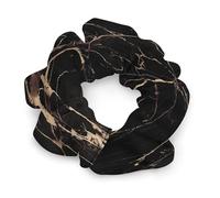 Cute Satin Scrunchies for Women Thick Elastic Soft Ponytail Holder | Black Gold Marble Hair Band Sturdy Silk Scrunchy No Damage Satin Hair Ties for Stylish Hair Accessories
