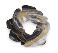Cute Satin Scrunchies for Women Thick Elastic Soft Ponytail Holder | Black White Gold Foil Marble Hair Band Sturdy Silk Scrunchy No Damage Satin Hair Ties for Stylish Hair Accessories