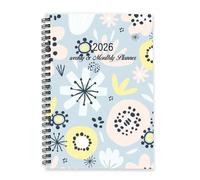 Cute Scandinavian Flowers 2026 Journal Diary A5 To Do List Planner 2026 Mens Diary Notebook Journal for Meeting Week To View Monthly Year Planner with Dotted Line Note Page Slim