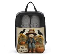 Cute Scarecrow My Autumn Sunflowers Crows Shoe Bag for Travel Daily Use Anti-dust Storage Carrier Golf Shoe Pouch