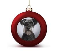 Cute Schnauzer Christmas Tree Ornaments 1.6 Inch Shatterproof Pc Plastic Balls with Lanyard Baubles Hanging Christmas Ball Ornaments for Xmas Tree Holiday Party Wedding Home Decorations-red