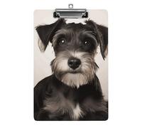 Cute Schnauzer Clipboard, A4 Acrylic Clipboard with Hanging Hole, Ultra-Light Clip Board - Holds 100 Sheets, Shatterproof Document Holder for Office, 12.5" X 8.5"