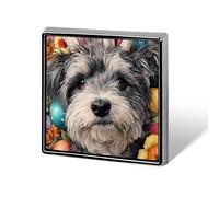 Cute Schnauzer Dog Badge Pin Brooch Square Shape Button Aluminum Decor for Backpacks Hats 0.7 Inch