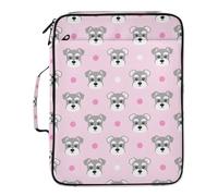 Cute Schnauzer Dog Pink Document File Folder Includes Zip Pocket 3 Ringing 1.5 inch Organizer Binder with Zipper Closure for Business