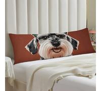 Cute Schnauzer Dogs Body Pillow Cover with Hidden Zipper 20x54 Full Long Pillowcase for Couch Sofa Decor Breathable Bed Shams Boho Oversized Lumbar Pillow Covers for All Seasons