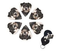 Cute Schnauzer Guitar Picks Set of 6 with Storage Box Personalized Guitar Organizer for Men Women Guitar Accessory Ukulele for Acoustic Guitar Bass