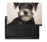 Cute Schnauzer Passport Holder with 3 Card Slots, Portable PU Leather Travel Wallet, Slim Protective Cover for Passport, ID, Credit Cards