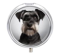 Cute Schnauzer Pill Box 3 Compartment Portable Round Pill Organizer Leak-Proof Lightweight Daily Compact Travel Pill Case for Vitamins Supplements Medication