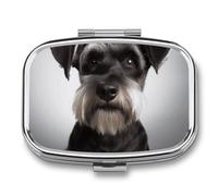 Cute Schnauzer Pill Case with 2 Compartment, Pill Organizer Portable Square Pill Box,Vitamin Pill Organizer for Pocket Purse and Travel