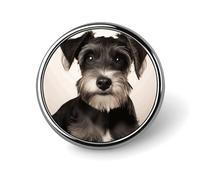 Cute Schnauzer Round Lapel Pins for Men Women Metal Button Pin Fashion Personalized Brooch Pins for Men Suits Cute Brooch Badge for Backpack Clothing Hat Bag Decoration