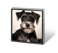 Cute Schnauzer Square Lapel Pin 0.7x0.7in Aluminum Badge Stylish Personalized Accessory Daily Wear