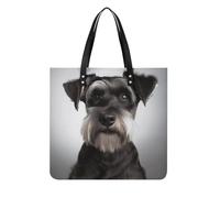 Cute Schnauzer Tote Bag for Women, Extra Large PU Leather Handbag, Soft Shoulder Bag for Work & Beach