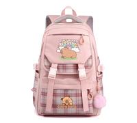 Cute School Backpack for Girls & Boys, Large Capacity Waterproof Bookbag, Capybara Design, Back to School Gift for Children 8-12 Years, Lightweight School Bag for Kids (F, Pink)