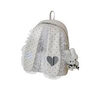 Cute School Backpack School Bag Adjustable Compartment Lace, beige, Refer | Backpack for Teen for Preschool, Preschool, Back to School, Students, Teens, Home, Camping,