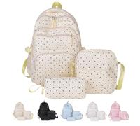 Cute School Backpack Set 3Pcs Polka Dot School Bag Backpack Large Daypack