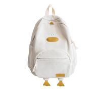 Cute School Bag for Girls,Kawaii Girls Backpack,Corduroy Backpack Duck Backpack Children's Funny Backpacks,Cartoon Schoolbag Casual Daypacks for Primary Secondary Middle School Students (White)