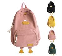 Cute School Bags for Girls, Kawaii Corduroy Duck School Backpack for Kids & Teens, Funny Cartoon Rucksack for Primary, Secondary & Middle School (Pink)