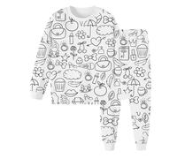 Cute School Outfits Kid DIY Hand Painted Homewear Set Colouring Pajama Sets for Boy and Girl Can Play with and Wear 3 Month Girl (D, 2-3 Years)