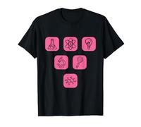 Cute Science Icons Chemistry Physics Biology Set Value Graphic T-Shirt, Men, Black, XL