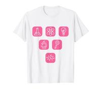 Cute Science Icons Chemistry Physics Biology Set Value Graphic T-Shirt, Men, White, XL