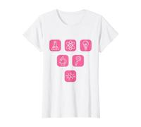 Cute Science Icons Chemistry Physics Biology Set Value Graphic T-Shirt, Women, White, S