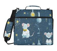Cute Scientist Fancy Rats 3 Ringing 1.5 inch Office Binder Organizer with Strap Laege Capacity Documents Files Storage Bag for School Cremallera de carpeta