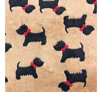 Cute Scottie Dog Terrier Bow Super Soft Printed Cuddle Fleece Fabric Blankets (1 Metre, Light Brown 1055)