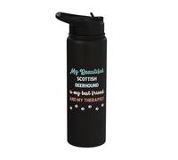 Cute Scottish Deerhound Dog Dad Mum Friend and Therapist Stainless Steel Insulated Water Bottle