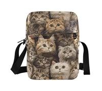 Cute Scottish Fold Cats Brown crossbody messenger bag Vegan Leather crossbody bag men Shopping Shoulder Hand Bag For Woman