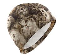 Cute Scottish Fold Cats Brown swim adult for ladies Short Hair waterproof swimming for adults Hair Protection and Drag Reduction gorro para piscina mujer