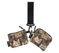 Cute Scottish Fold Cats Brown Women's Money Organizers Slim Portable ID Card Holders Protector with Wristlet Strap for Daily Use 2 Pcs de crédito para Hombre