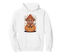 Cute Scottish Highland Cow Thanksgiving Pumpkin Fall Vibes Pullover Hoodie