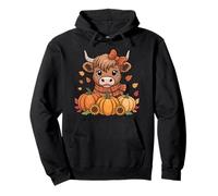 Cute Scottish Highland Cow Thanksgiving Pumpkin Fall Vibes Pullover Hoodie