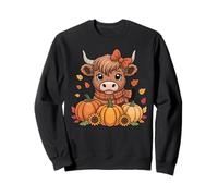 Cute Scottish Highland Cow Thanksgiving Pumpkin Fall Vibes Sweatshirt