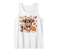 Cute Scottish Highland Cow Thanksgiving Pumpkin Fall Vibes Tank Top