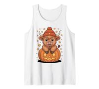Cute Scottish Highland Cow Thanksgiving Pumpkin Fall Vibes Tank Top