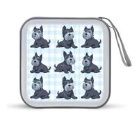 Cute Scottish Terrier Dogs Trendy CD Case Hard Plastic Portable DVD Storage Binder Wallet for Car Home Office