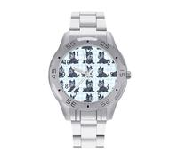 Cute Scottish Terrier Dogs Trendy Wrist Watches for Men Classic Business Stainless Steel Band Quartz Watch