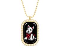 Cute Scottish Terrier Funny Pendant Necklace for Women Personalized Fashion Jewelry Diamond Necklaces for Wedding Birthday Gold Silver