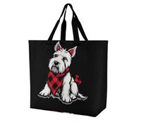 Cute Scottish Terrier Novelty Women's Shoulder Tote Bag Shopping Bags Reusable Lightweight Grocery Handbags Travel Storage Pouch