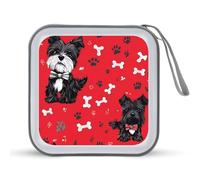 Cute Scottish Terrier Pattern 40 Capacity CD Case Hard Plastic Portable Travel DVD Cases Protective Storage Organizer Binder