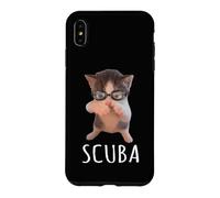 Cute Scuba Cat Swim Goggles Dancing Kitten Humor Case for iPhone XS Max