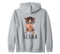 Cute Scuba Cat Swim Goggles Dancing Kitten Humor Zip Hoodie